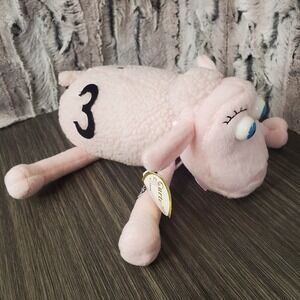 Serta Mattress Stuffed Sheep Plush Pink Number 3 Breast Cancer Awareness 8"